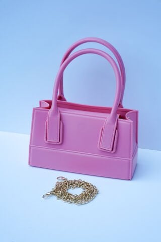 PEMBE PLASTİK MINI ÇANTA