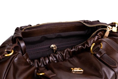 ACI KAHVE VİNTAGE BÜZGÜLÜ KADIN ÇANTA