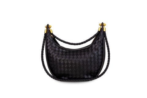 SİYAH GOLD DETAYLI ÖRGÜ DESEN KADIN ÇANTA