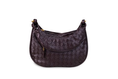 KOYU KAHVE ÖRGÜ KADIN OMUZ ÇANTASI