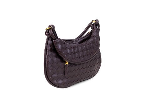 KOYU KAHVE ÖRGÜ KADIN OMUZ ÇANTASI