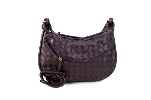 KOYU KAHVE ÖRGÜ KADIN OMUZ ÇANTASI