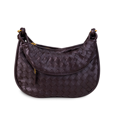 KOYU KAHVE ÖRGÜ KADIN OMUZ ÇANTASI