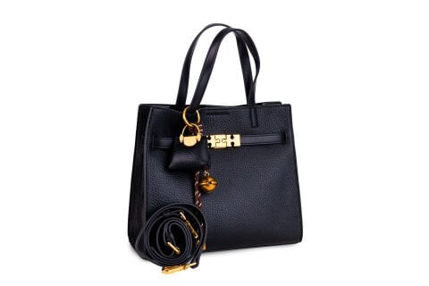 SİYAH TOKALI KARE KADIN ÇANTA