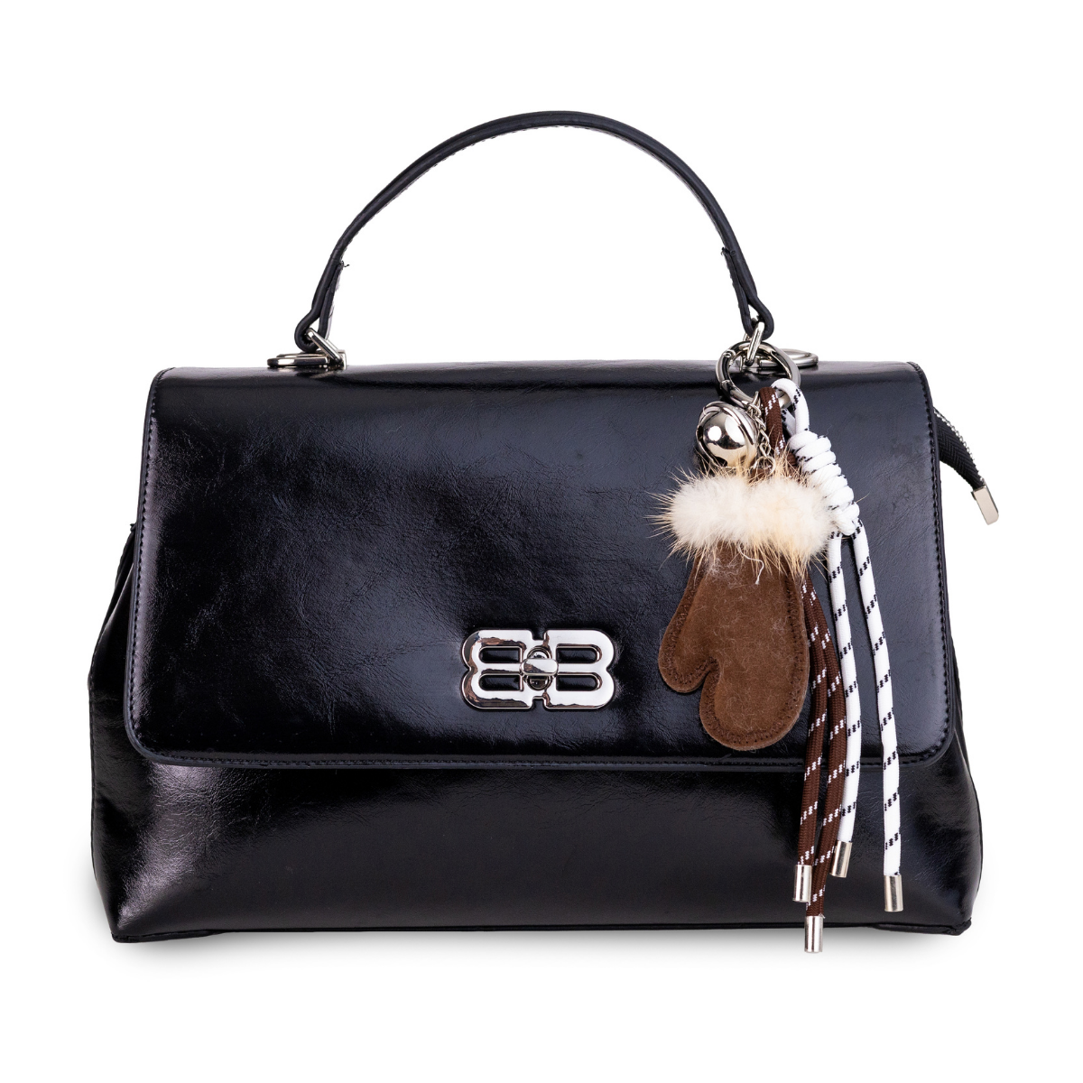 SİYAH RUGAN CHARMLI KADIN ÇANTA