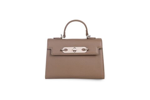 TAUPE SAFIANO DOKULU KADIN EL ÇANTASI