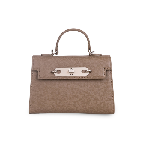 TAUPE SAFIANO DOKULU KADIN EL ÇANTASI