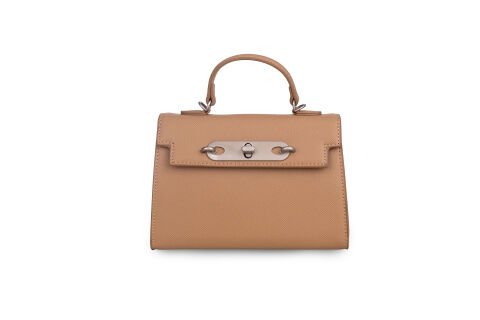 CAMEL SAFİANO DOKULU KADIN EL ÇANTASI