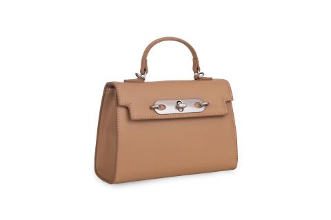 CAMEL SAFİANO DOKULU KADIN EL ÇANTASI