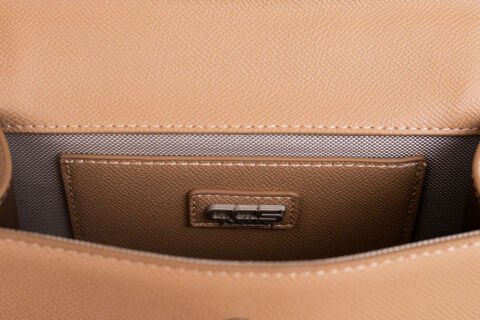 CAMEL SAFİANO DOKULU KADIN EL ÇANTASI