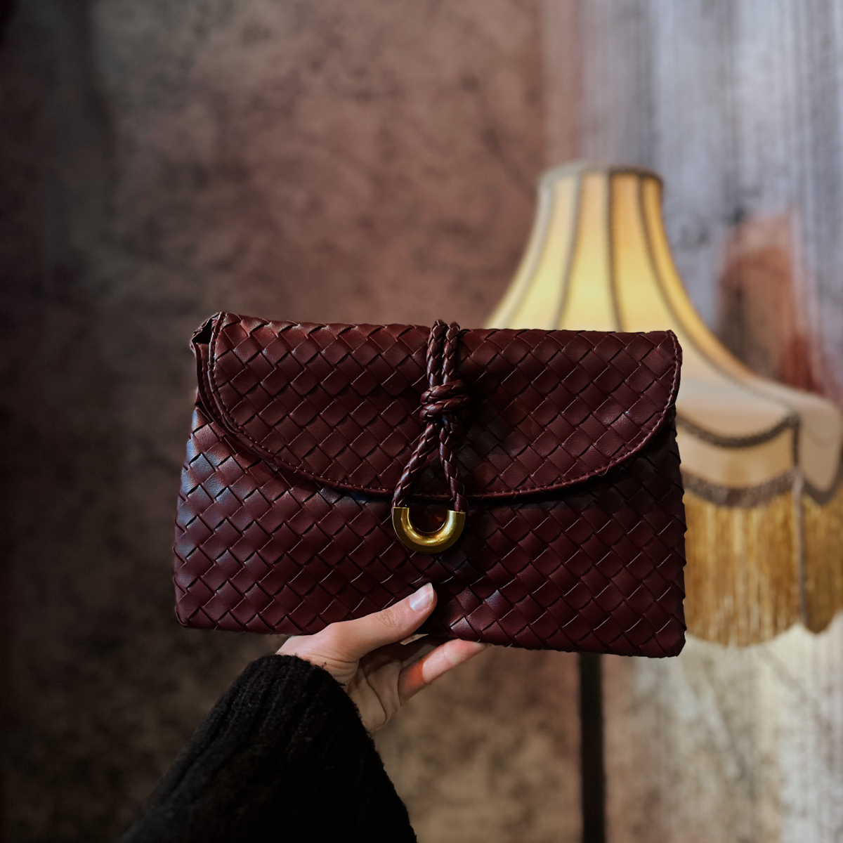 BORDO ÖRGÜ DESEN KADIN ÇANTA