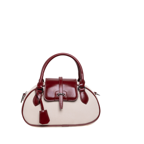 BEYAZ/BORDO ICON OVAL KADIN ÇANTA