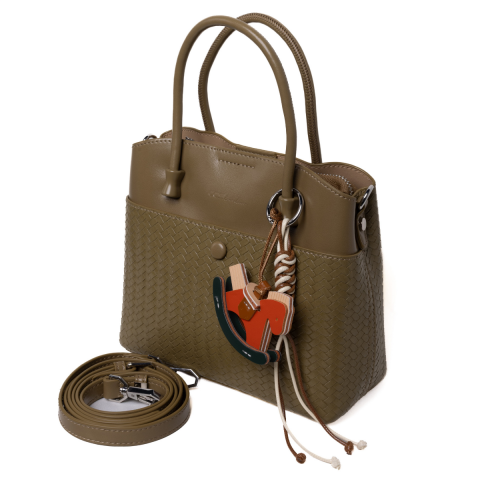 ÖRGÜ DETAY ASKERİ HAKİ KADIN ÇANTA