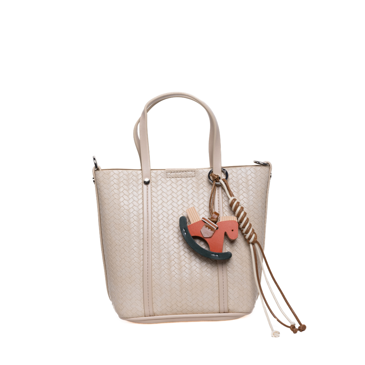 ÖRGÜ DETAY BEJ CHARMLI KADIN ÇANTA