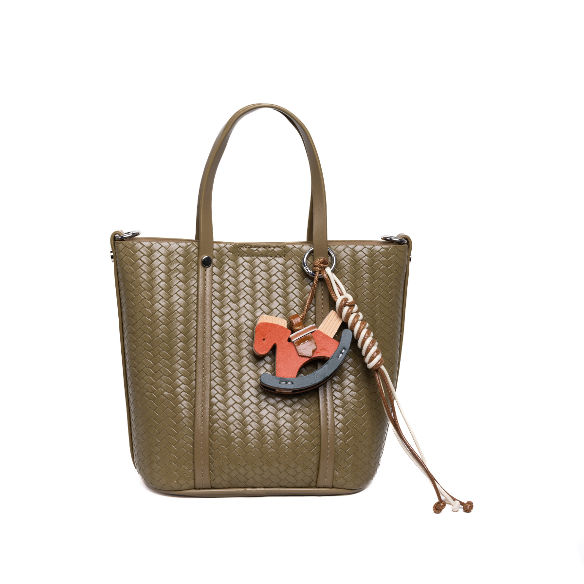 ÖRGÜ DETAY HAKİ CHARMLI KADIN ÇANTA