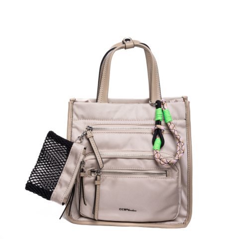 PARAŞÜT KUMAŞ BEJ KARE KADIN ÇANTA