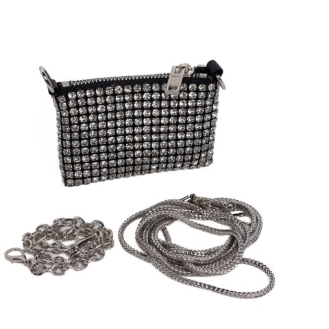 MINI GÜMÜŞ TAŞLI AKSESUAR KADIN ÇANTA