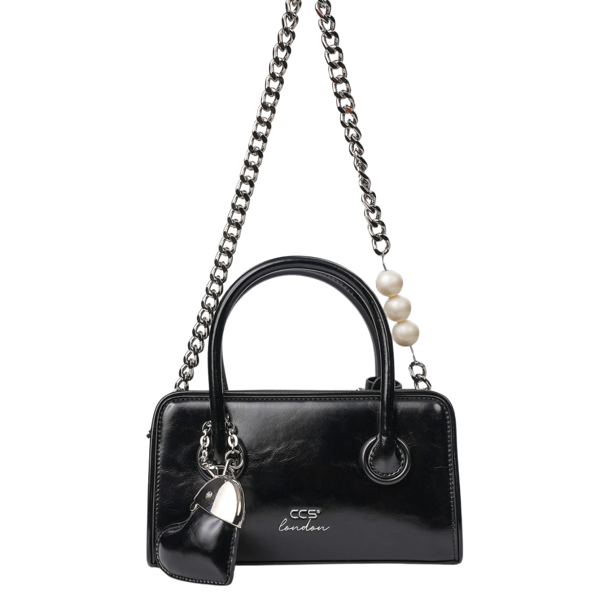 SİYAH İNCİ ASKILI KADIN ÇANTA
