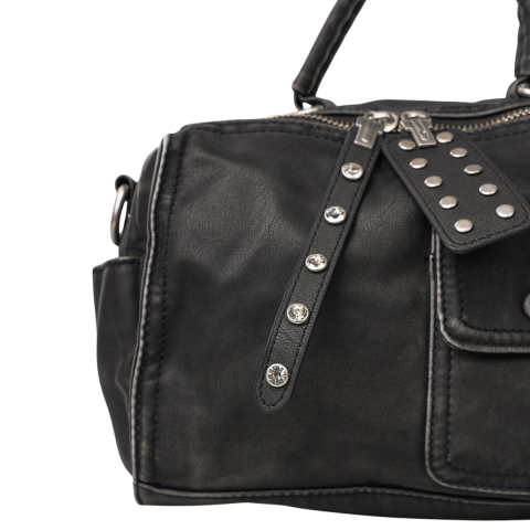 SİYAH YIKAMA DERİ SIRT/ÇAPRAZ KADIN ÇANTA