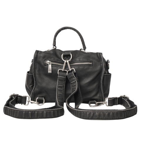 SİYAH YIKAMA DERİ SIRT/ÇAPRAZ KADIN ÇANTA