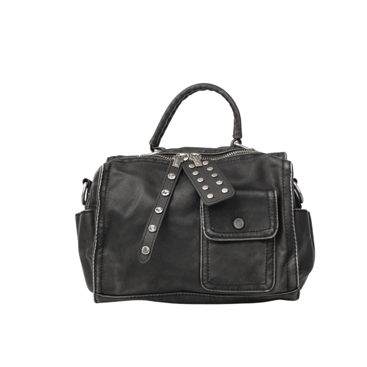 SİYAH YIKAMA DERİ SIRT/ÇAPRAZ KADIN ÇANTA